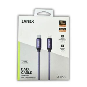 Cáp sạc nhanh 30W Lanex LS50CL (Type-C to Lightning bọc dù, dài 1m)