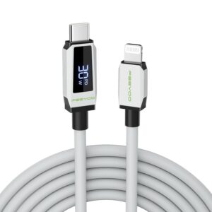 Cáp sạc nhanh 30W FEEYOO Heymix (Gray) C to Lightning dài 1,5m Silicone (có MFi) hiển thị công suất sạc (Thương hiệu ĐỨC)